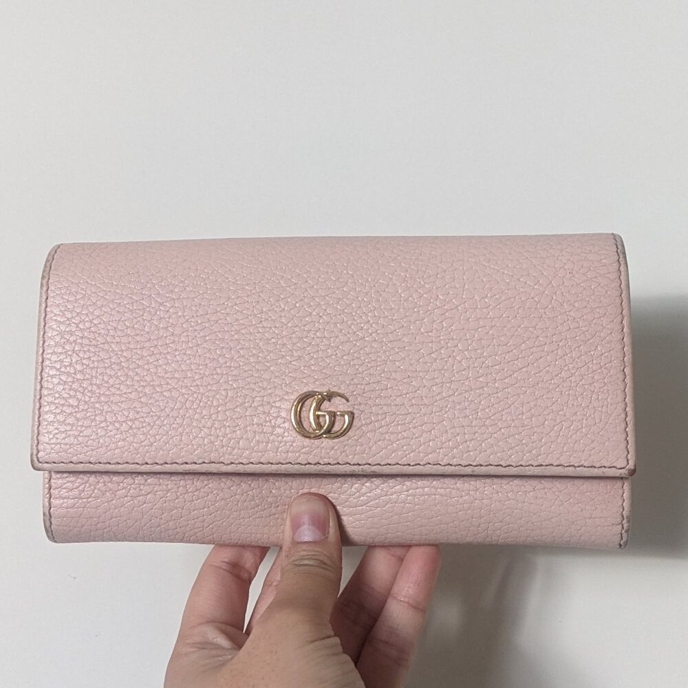 Authentic Gucci Marmont Bi-fold Continental Wallet in Baby Pink